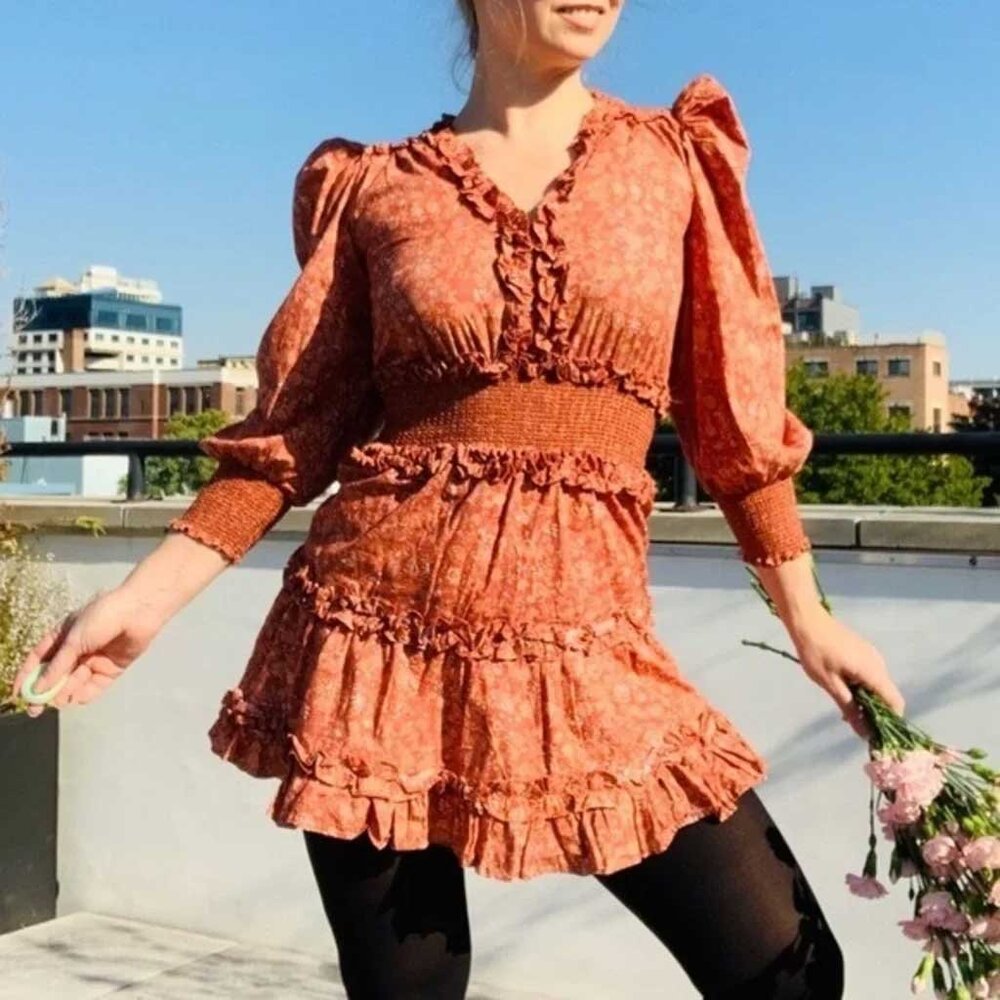 House of Harlow 1960 Wallis Rust Floral mini dress